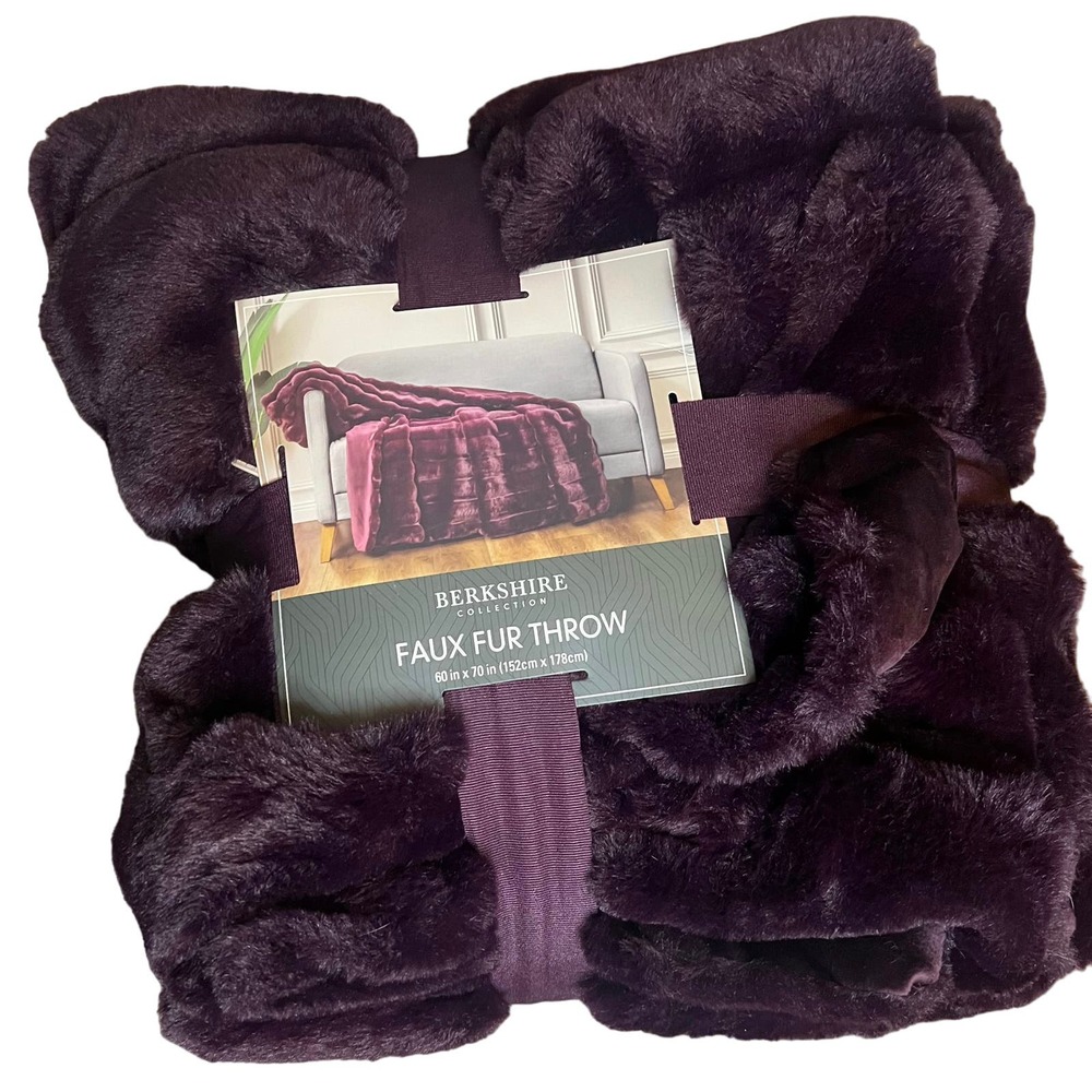 Faux Fur Throw Blanket Purple  60 in X 70 in